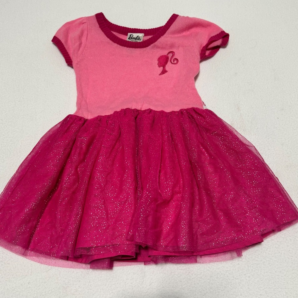 Barbie Toddler Girl 3T Pink Tutu Dress Glitter Tulle Short Sleeve SP2481960BR